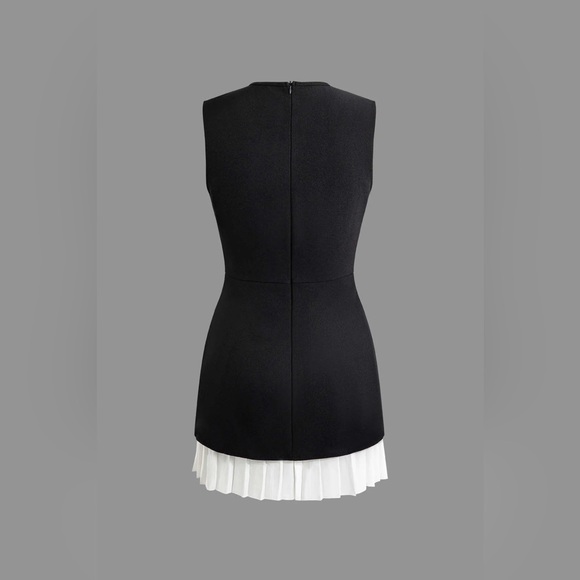 Micas Patchwork Pleated Hem Tank Mini Dress L LP-21 - Picture 4 of 7